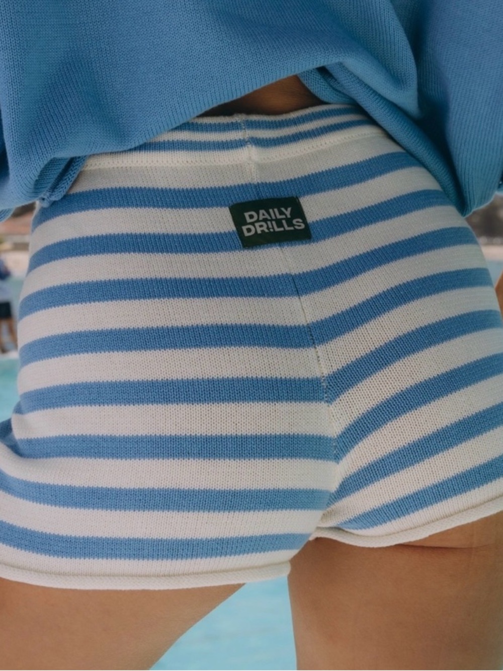 Daily Drills bondi beach, malibu and cream knit mini shorts